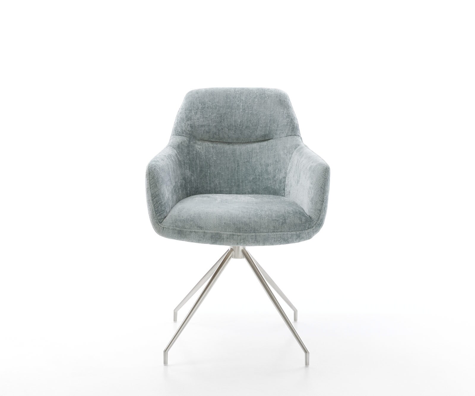 Draaistoel Pejo-Flex chenille pastelblauw kruisframe conisch roestvrij staal 180° draaibaar pocketveer kern 2