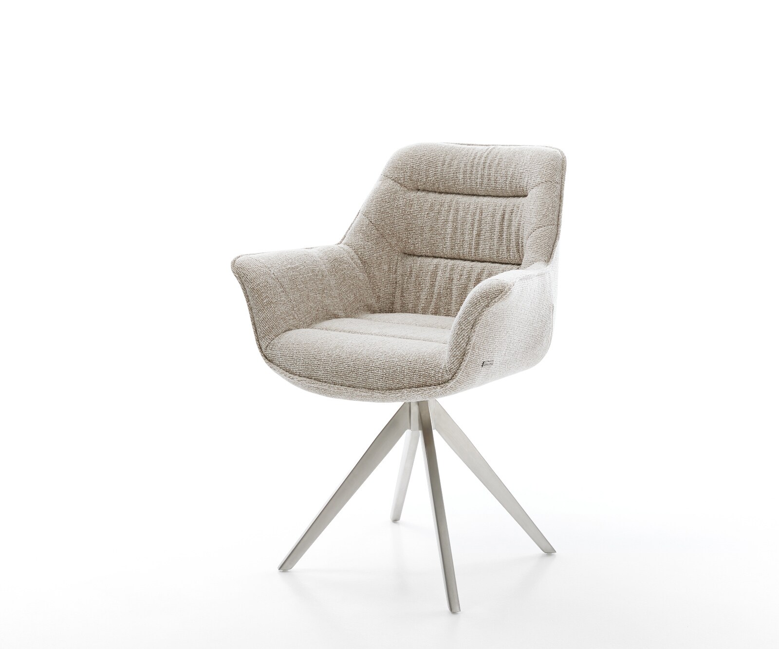 Draaistoel Kaira-Flex geweven stof beige kruisframe hoekig roestvrij staal 180° draaibaar 1