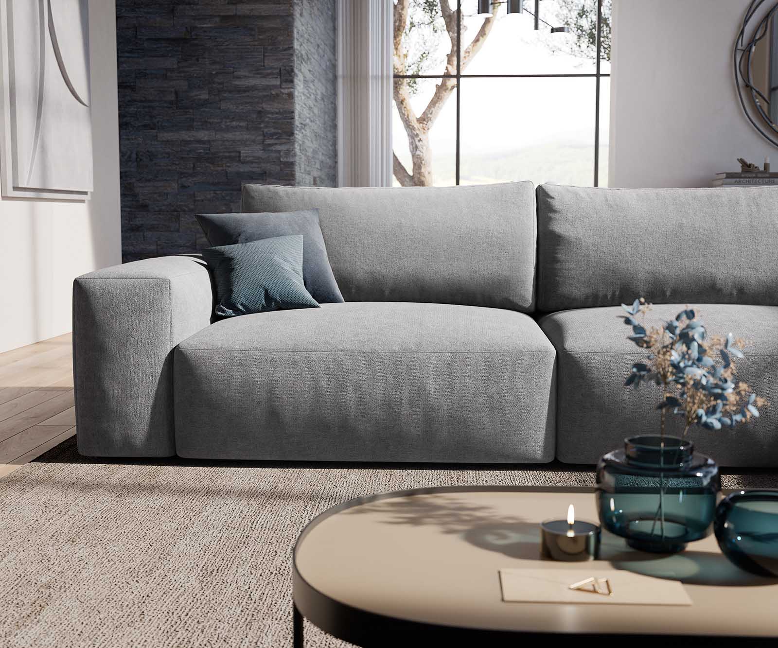 Hoekbank Lanzo XL 380x180 cm microvezel Grijs Variabele Rugleuning 5