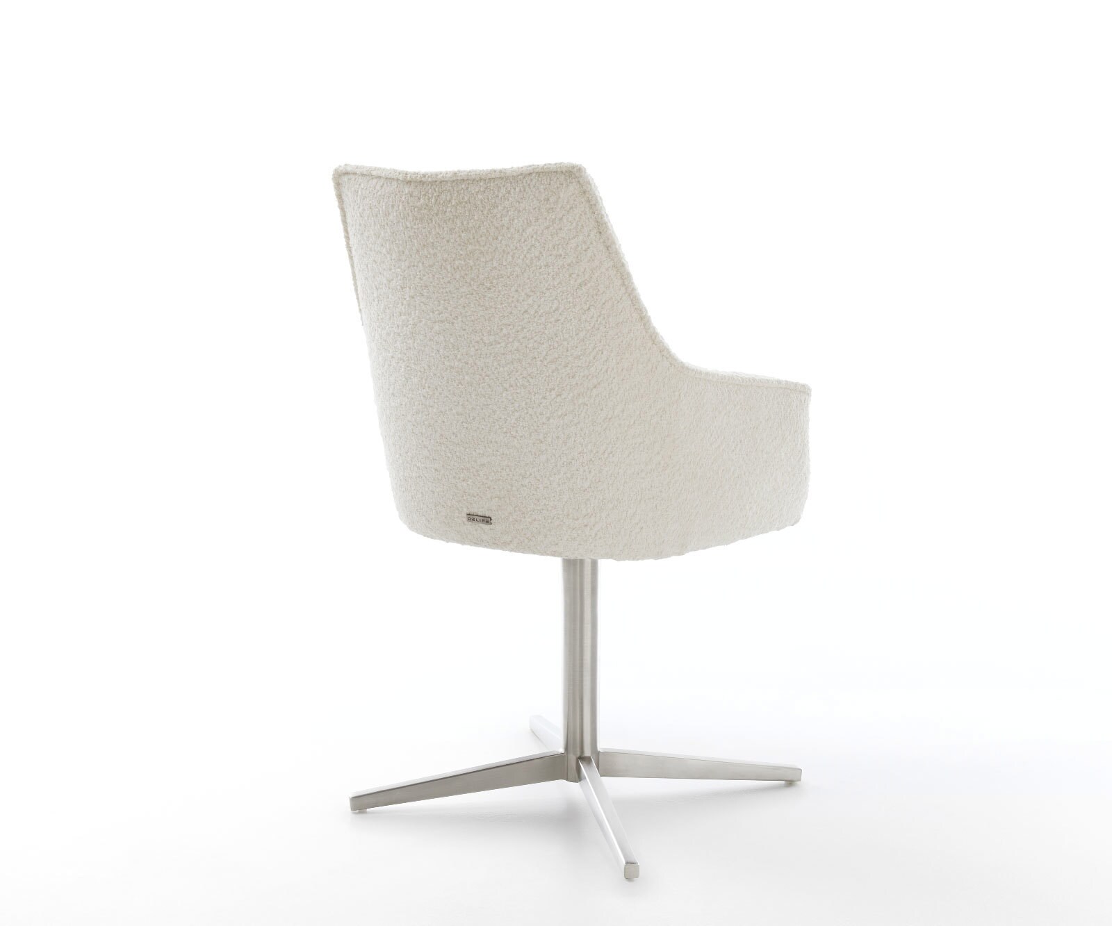 Draaistoel Alja-Flex met armleuning bouclé wit kruispoot roestvrij staal 360° draaibaar pocketveer kern 4 Draaistoel Alja-Flex met armleuning bouclé wit kruispoot roestvrij staal 360° draaibaar pocketveer kern 4