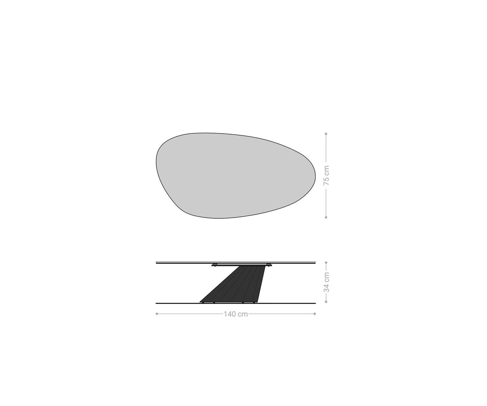 Salontafel Edge Oval 140x75 cm Eiken Naturel ronde rand Parabi geborsteld roestvrij staal 6