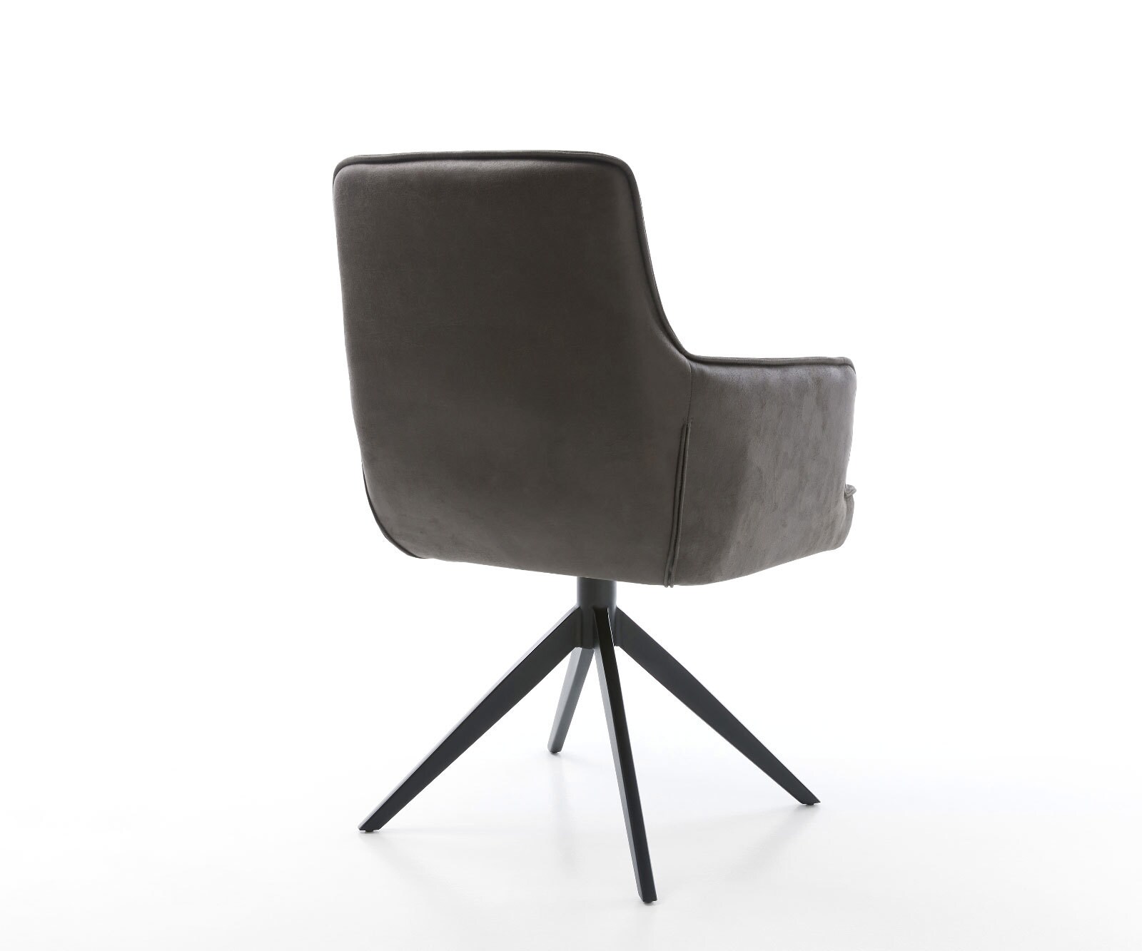 Draaistoel Heira-Flex met armleuning microvelours antraciet vintage kruisframe breed zwart 360° draaibaar rocker-functie pocketveer kern 4