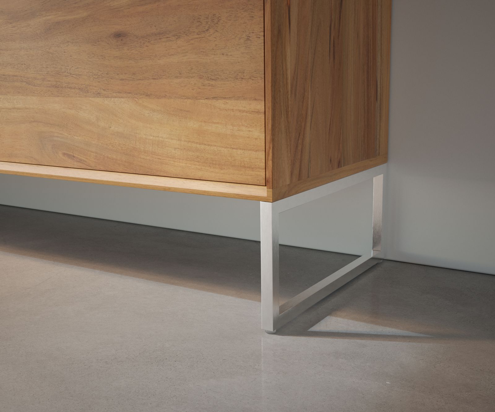 Pootglijder smal 15 cm geborsteld RVS voor boxmeubelen met een diepte van 35 cm (set van 2) 2