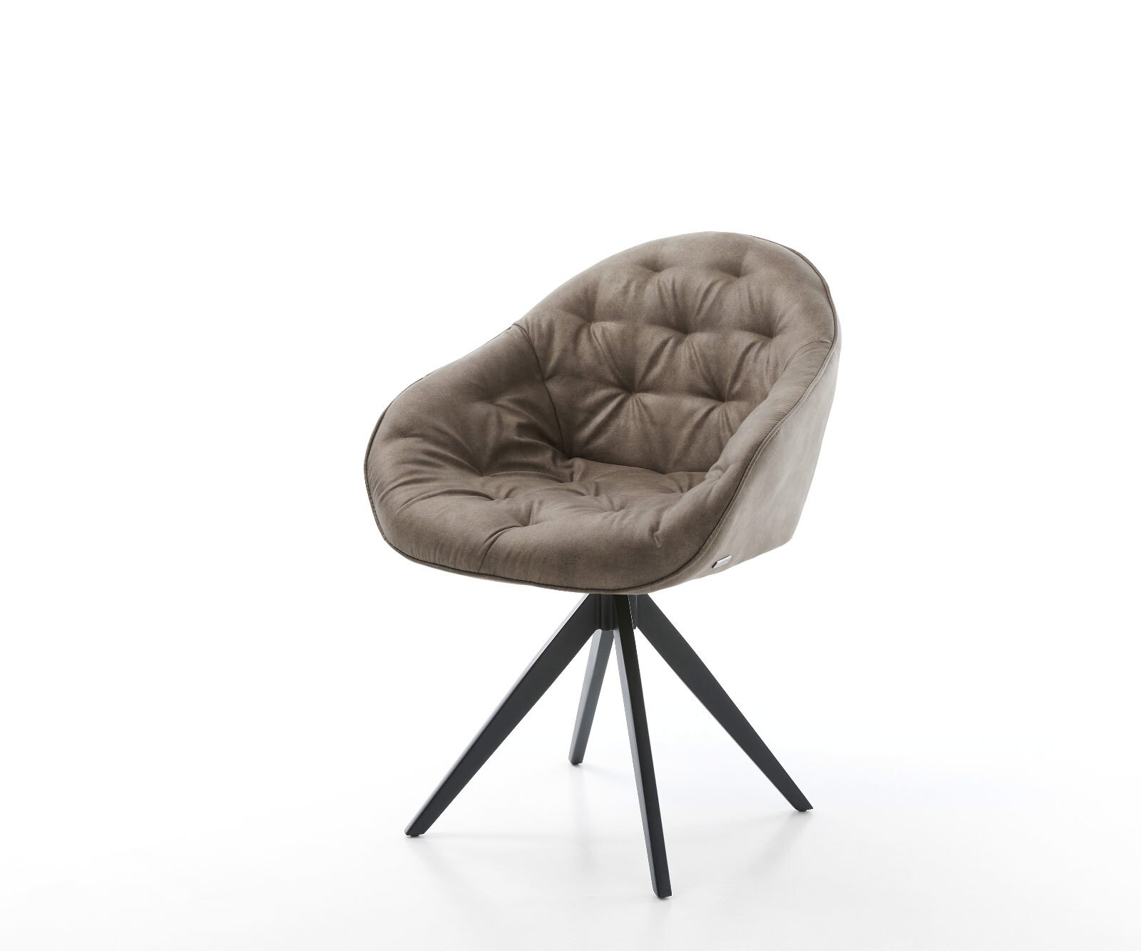 Eetkamerstoel Gaio-Flex microvelours taupe vintage kruisframe hoekig zwart