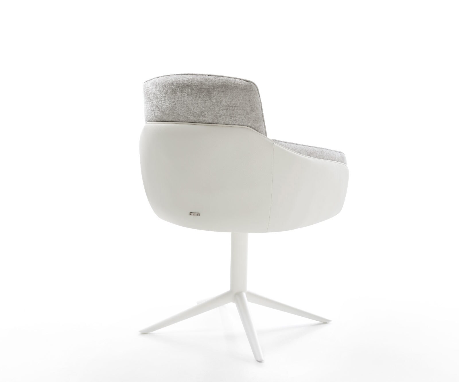 Draaistoel Luan-Flex met armleuning materiaalmix echt leer wit-zilver grijs kruispoot wit 360° draaibaar rocker-functie 4 Draaistoel Luan-Flex met armleuning materiaalmix echt leer wit-zilver grijs kruispoot wit 360° draaibaar rocker-functie 4