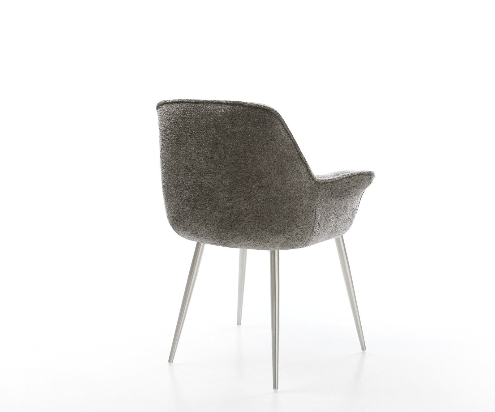 Eetkamerstoel Kaira-Flex bouclé zacht mud 4-poot conisch roestvrij staal 5