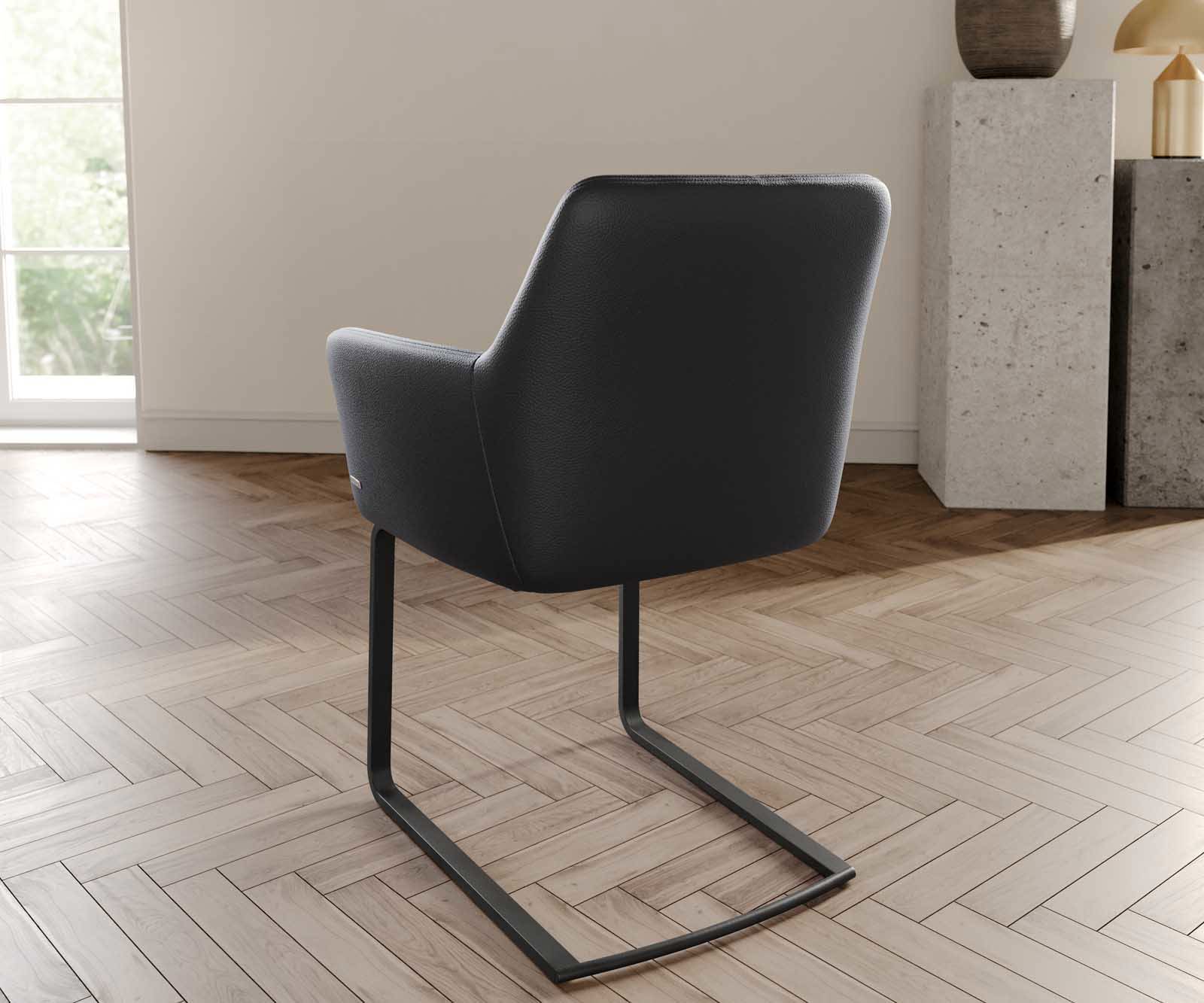 Sledemodel Xana-Flex met armleuning echt leer zwart sledemodel vlak zwart pocketveer kern 3