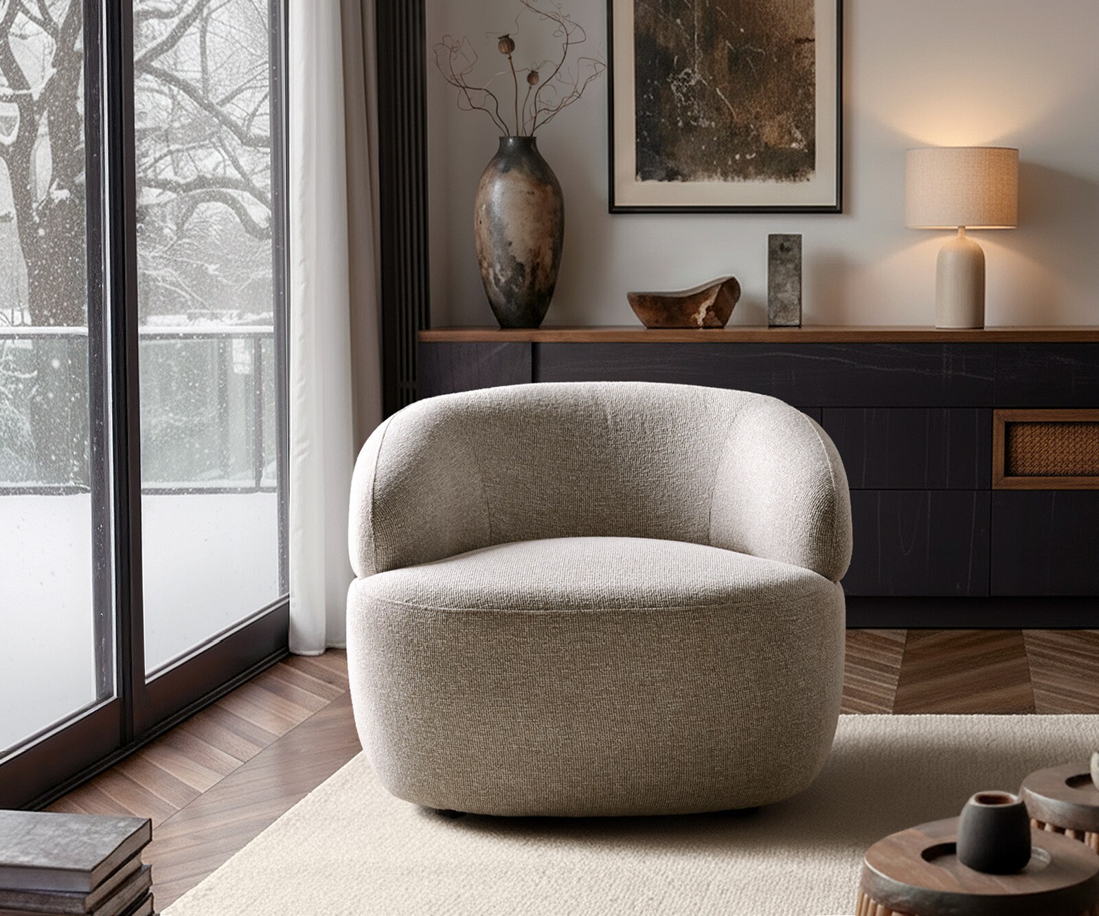 Fauteuil Nova 88x88 cm geweven stof beige 3