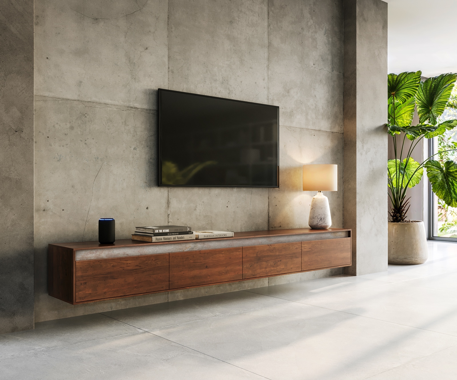 Tv-meubel Stonegrace massief hout leisteen 2 Tv-meubel Stonegrace massief hout leisteen 2