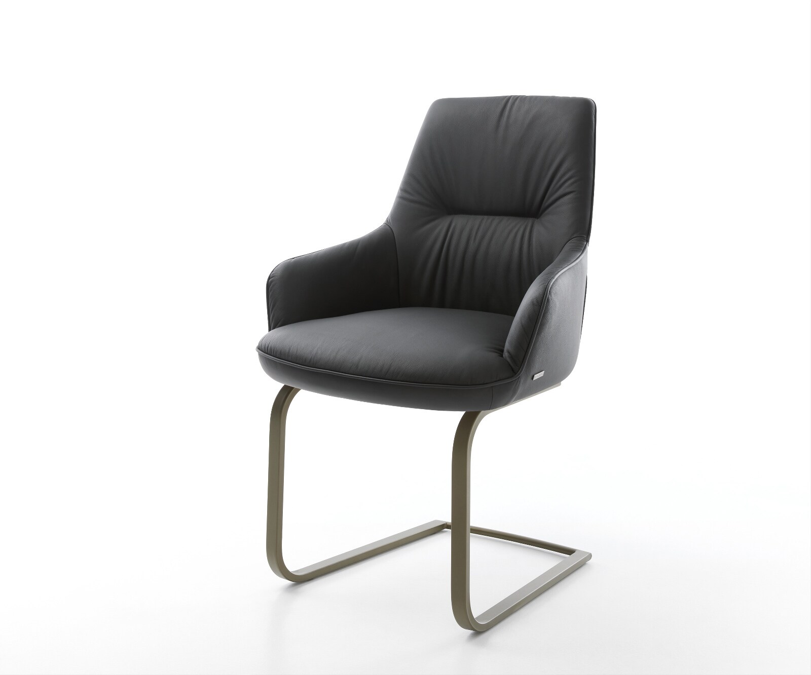 Sledemodel Zelia-Flex met armleuning echt leer zwart sledemodel vlak afwerking met titanium pocketveer kern