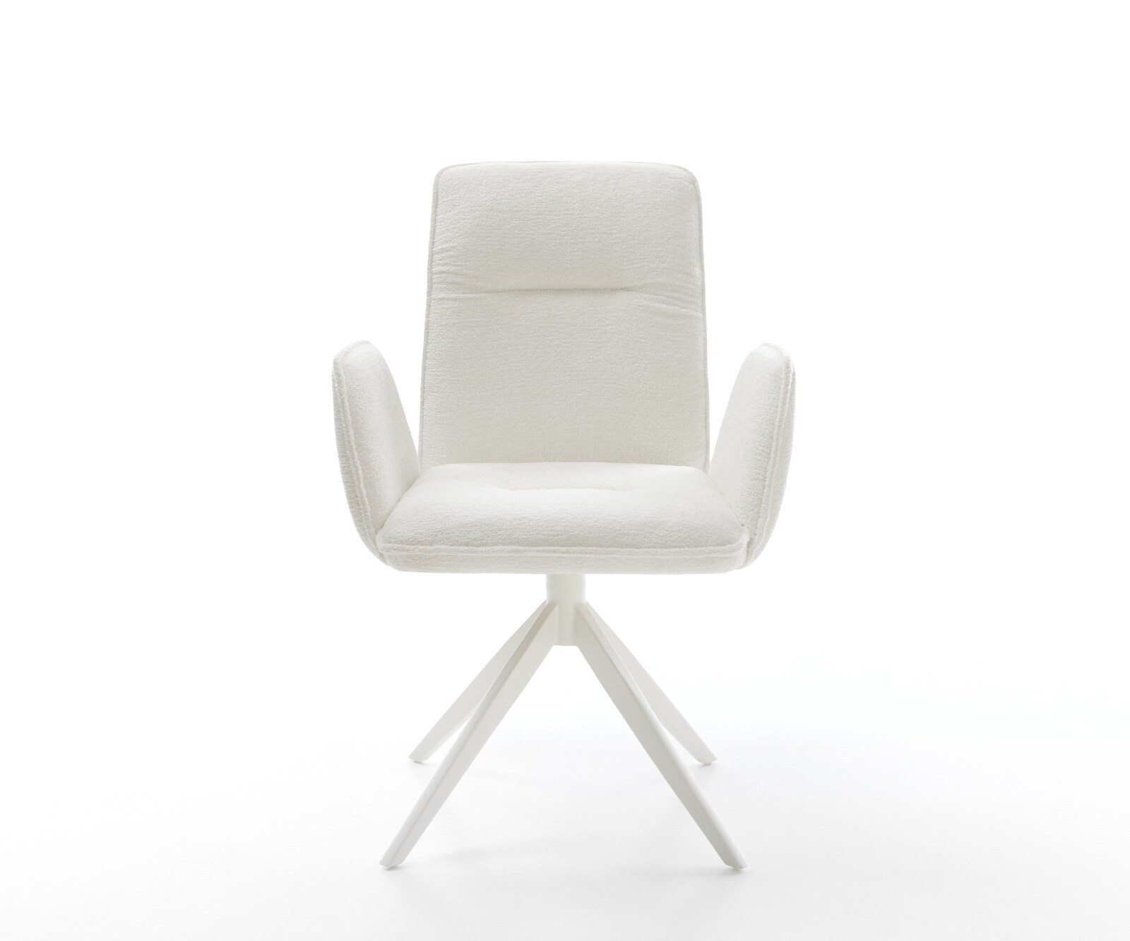 Draaistoel Vinja-Flex bouclé zacht beige kruisframe breed wit 360° draaibaar rocker-functie 1