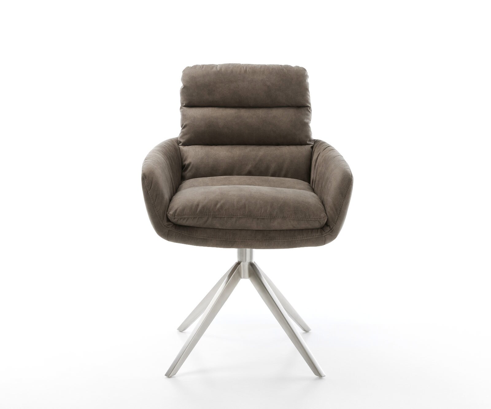 Draaistoel Abelia-Flex met armleuning microvelours taupe vintage kruisframe breed afwerking met titanium 360° draaibaar rocker-functie 1