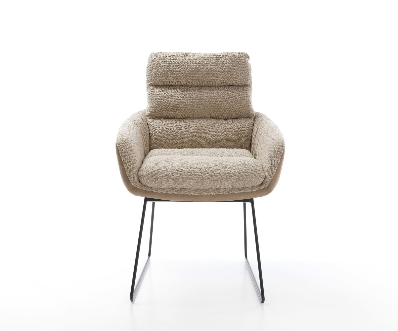 Eetkamerstoel Abelia-Flex met armleuning materiaalmix mud slipframe zwart 1 Eetkamerstoel Abelia-Flex met armleuning materiaalmix mud slipframe zwart 1