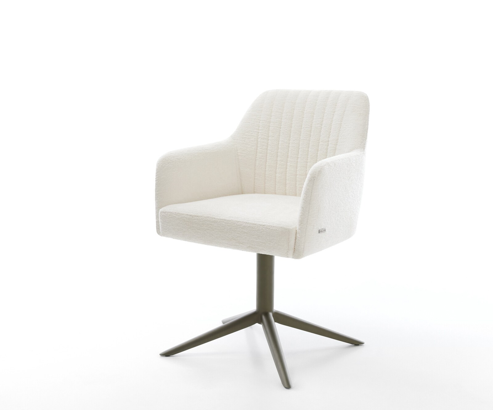 Draaistoel Greg-Flex bouclé zacht beige kruispoot afwerking met titanium 360° draaibaar rocker-functie pocketveer kern 1