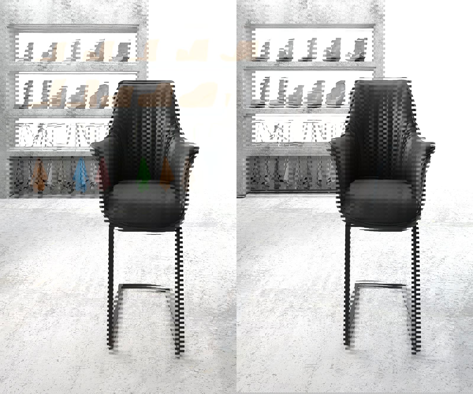 Sledemodel Keila-Flex met armleuning echt leer zwart sledemodel vlak zwart 1 Sledemodel Keila-Flex met armleuning echt leer zwart sledemodel vlak zwart 1