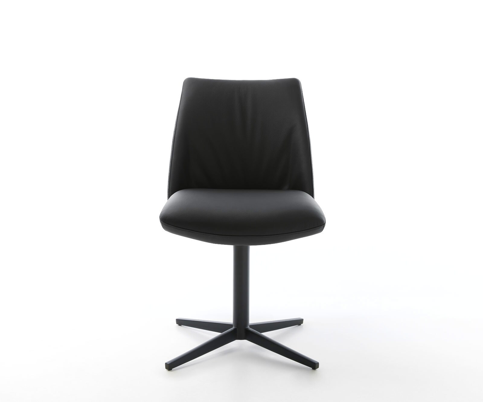 Draaistoel Elso-Flex echt leer zwart kruispoot zwart 360° draaibaar pocketveer kern 2