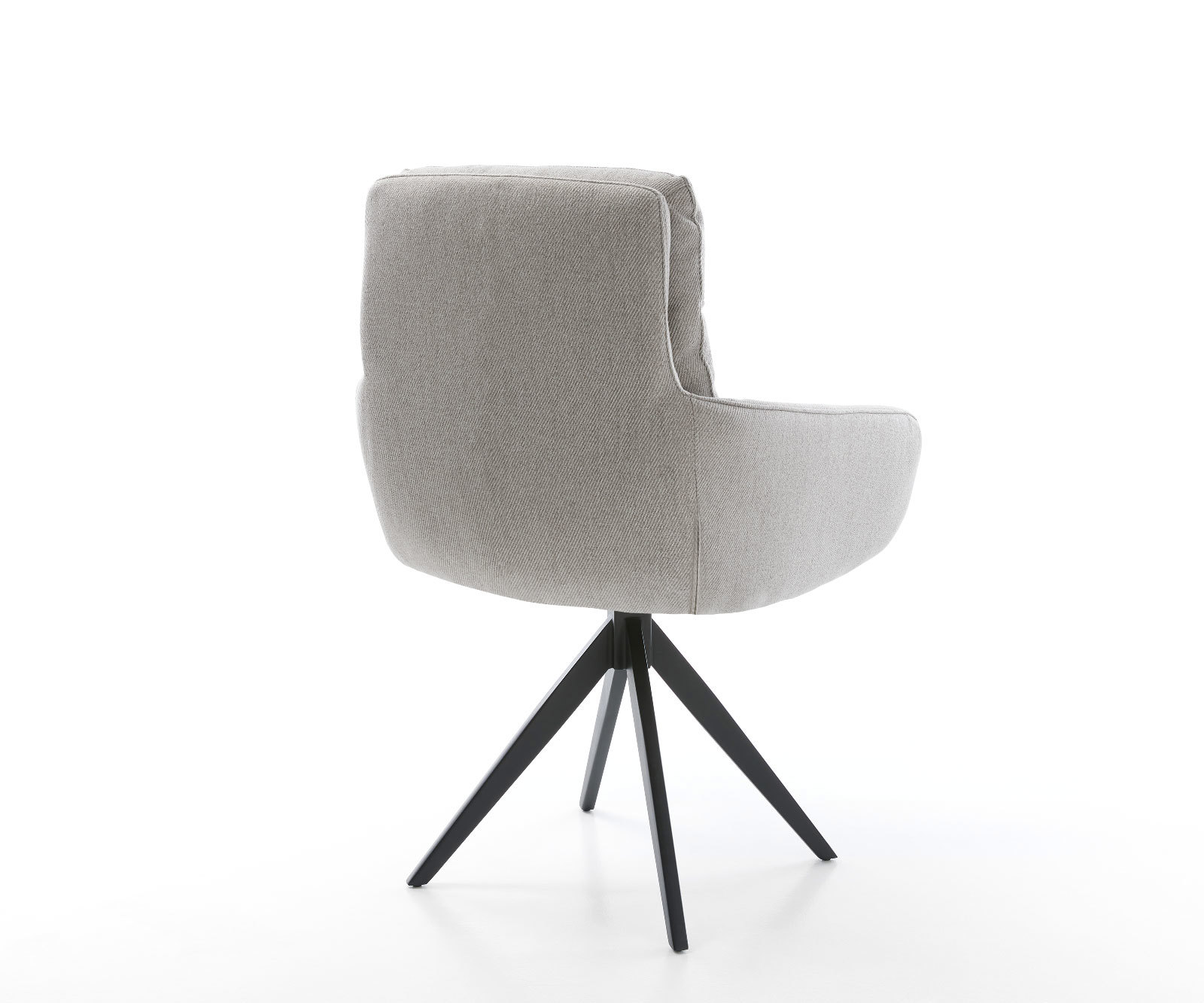 Eetkamerstoel Abelia-Flex met armleuning stripes lichtgrijs kruisframe hoekig zwart 4 Eetkamerstoel Abelia-Flex met armleuning stripes lichtgrijs kruisframe hoekig zwart 4