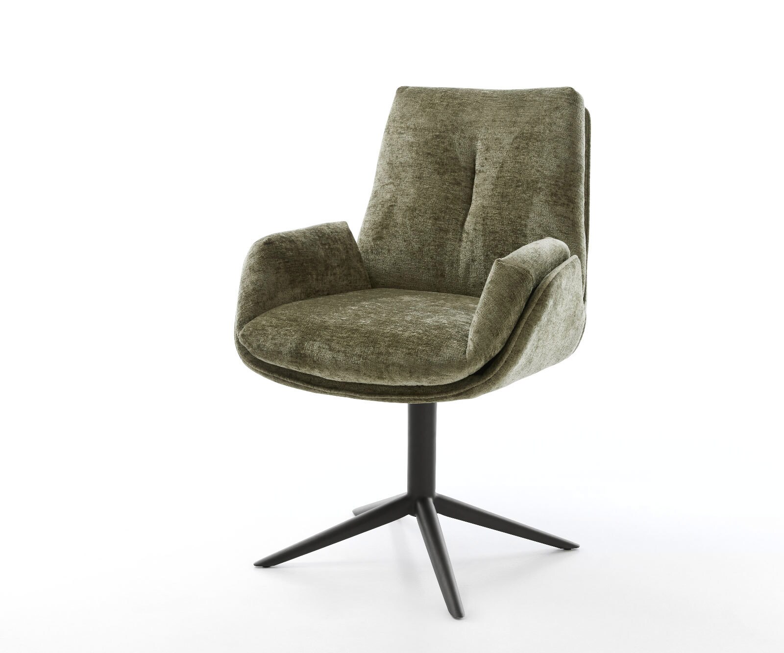 Draaistoel Clea-Flex chenille olijfgroen kruispoot zwart 360° draaibaar rocker-functie