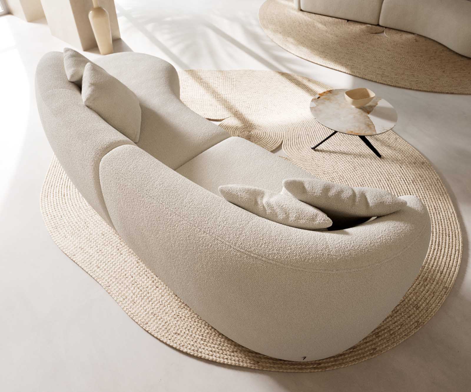 Mairi bank 330x160 cm bouclé crème-wit 6