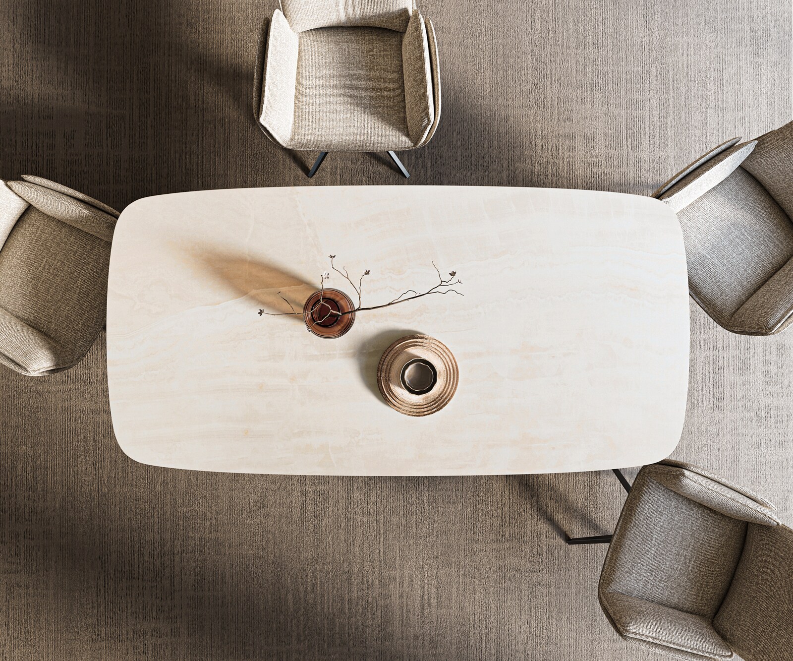 Eettafel Edge boot 200x100 cm keramiek Onyx Champagne schuin onderstel metaal zwart 6