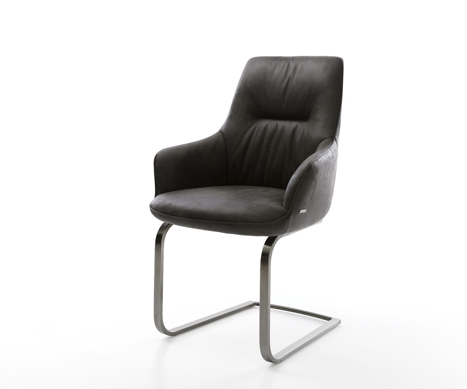 Sledemodel Zelia-Flex met armleuning microvelours antraciet vintage sledemodel vlak grafiet pocketveer kern 1