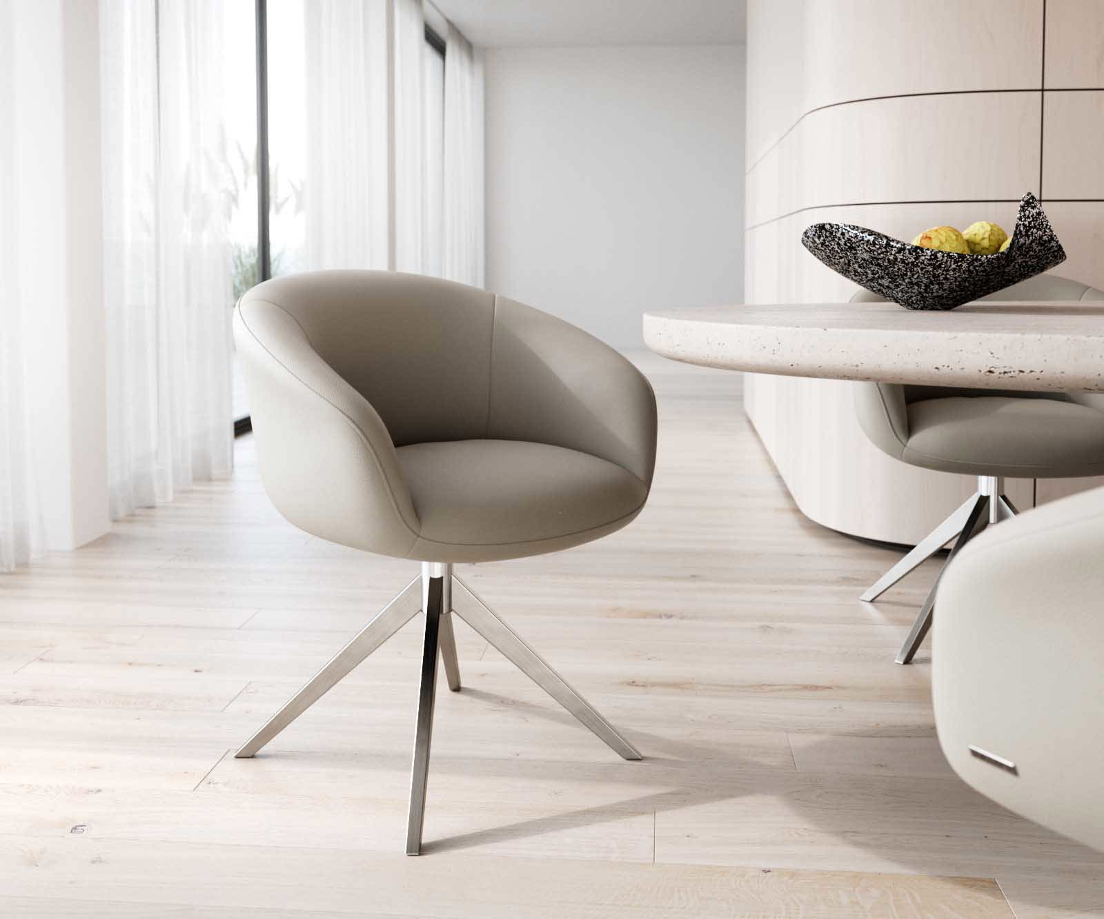 Draaistoel Vinka-Flex met armleuning echt leer mud kruisframe breed roestvrij staal 360° draaibaar pocketveer kern Draaistoel Vinka-Flex met armleuning echt leer mud kruisframe breed roestvrij staal 360° draaibaar pocketveer kern