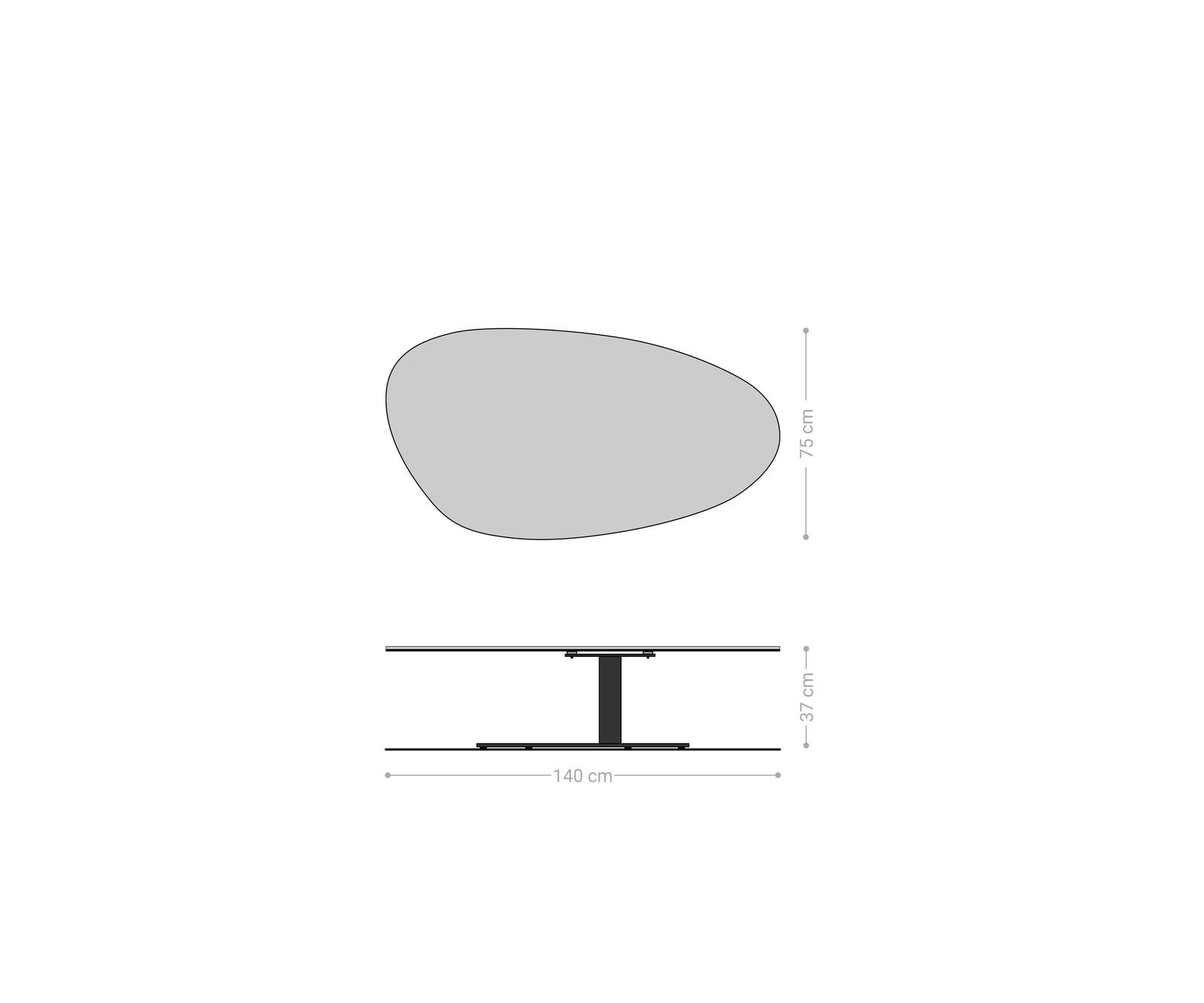 Salontafel Edge Oval 140x75 cm keramiek Laminam® Noir Desir bruin Vibany zwart metaal 8