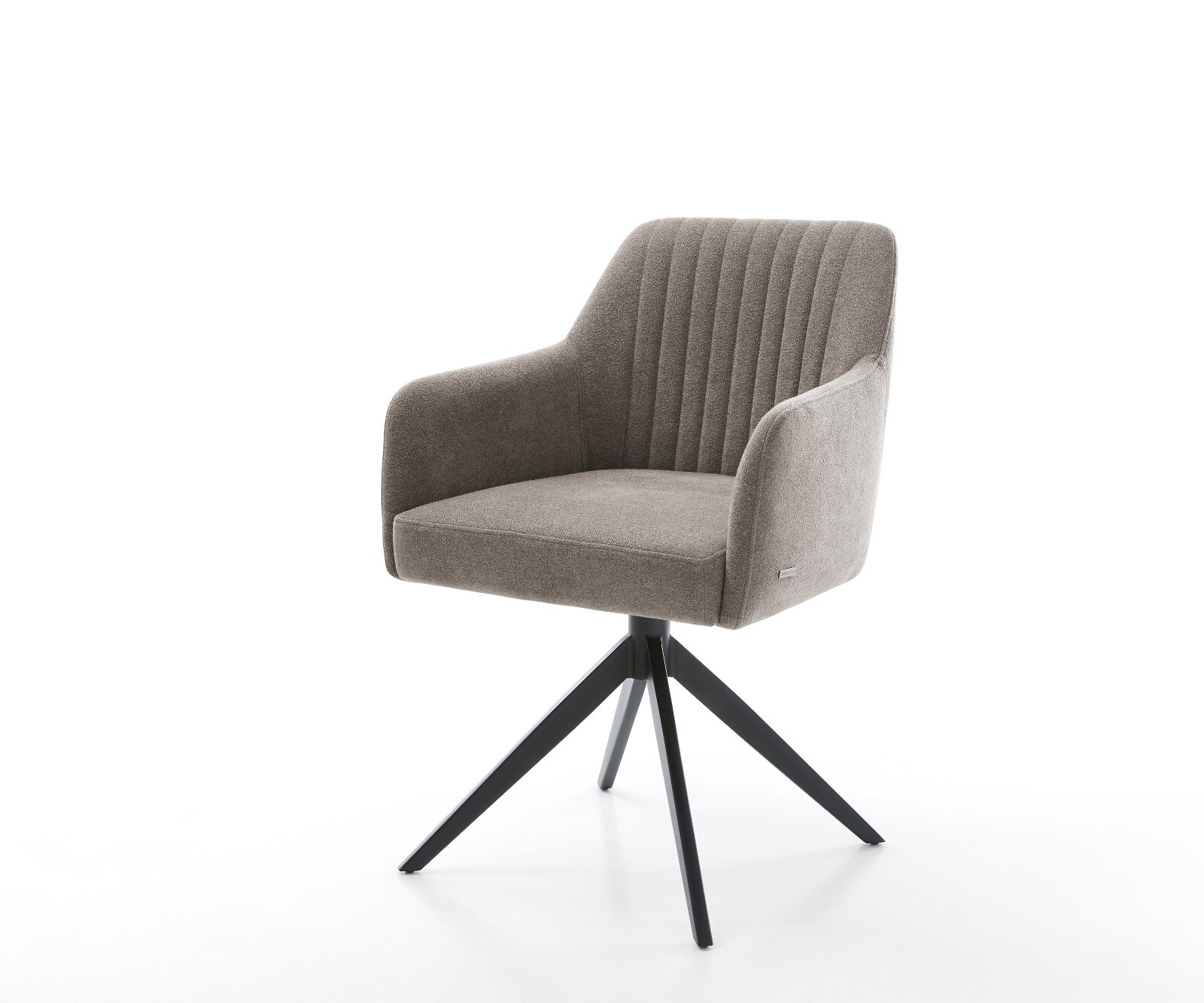 Draaistoel Greg-Flex zachte stof met structuur taupe kruisframe breed zwart 360° draaibaar rocker-functie pocketveer kern