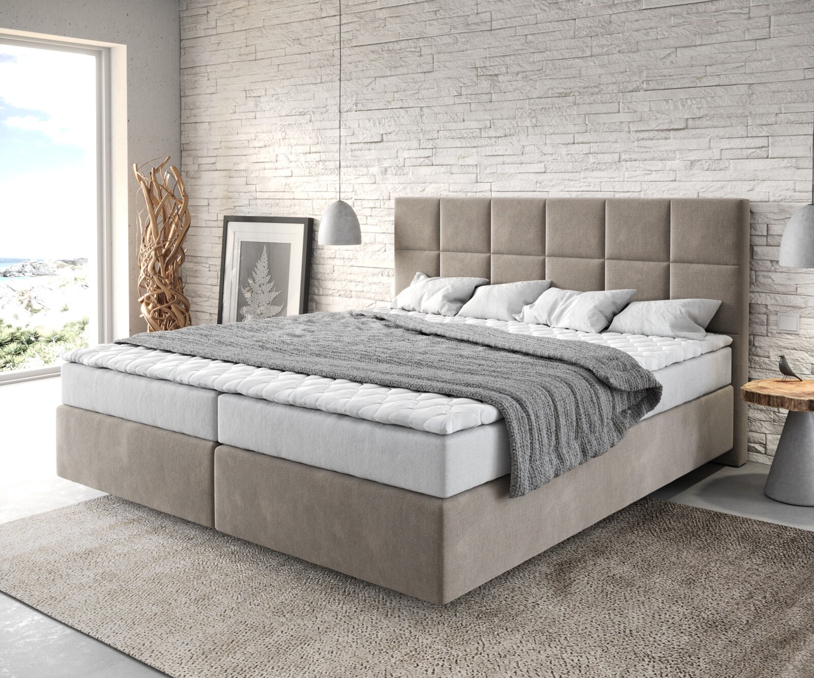 Boxspringbed Dream-Fine 180x200 microvezel Beige