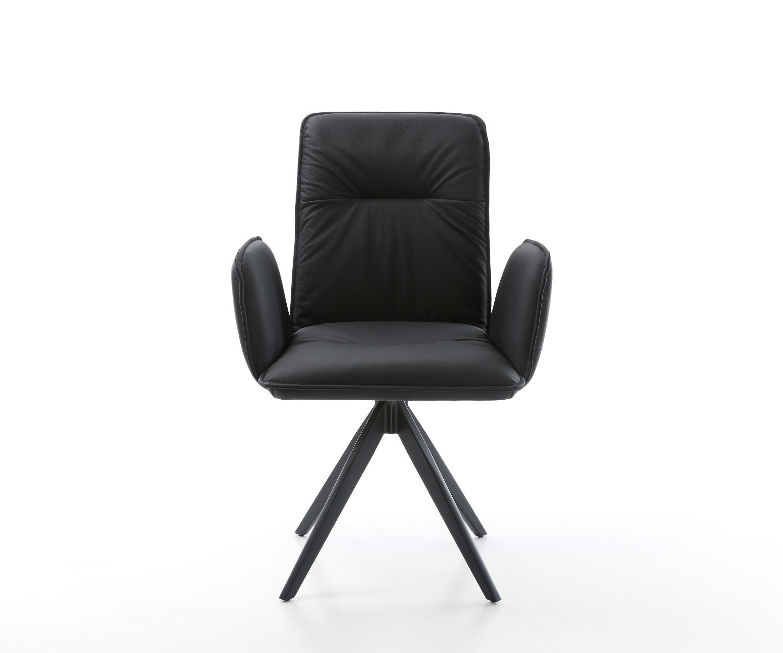 Eetkamerstoel Vinja-Flex echt leer zwart kruisframe hoekig zwart 2