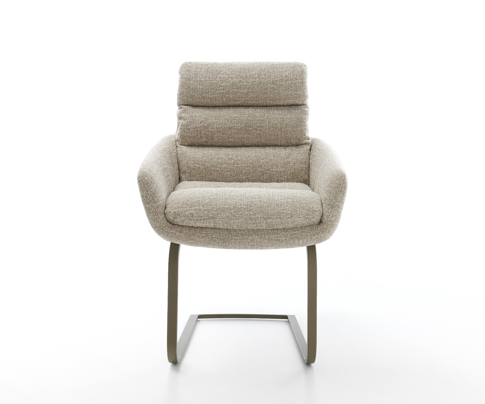 Sledemodel Abelia-Flex met armleuning geweven stof beige sledemodel vlak afwerking met titanium 2