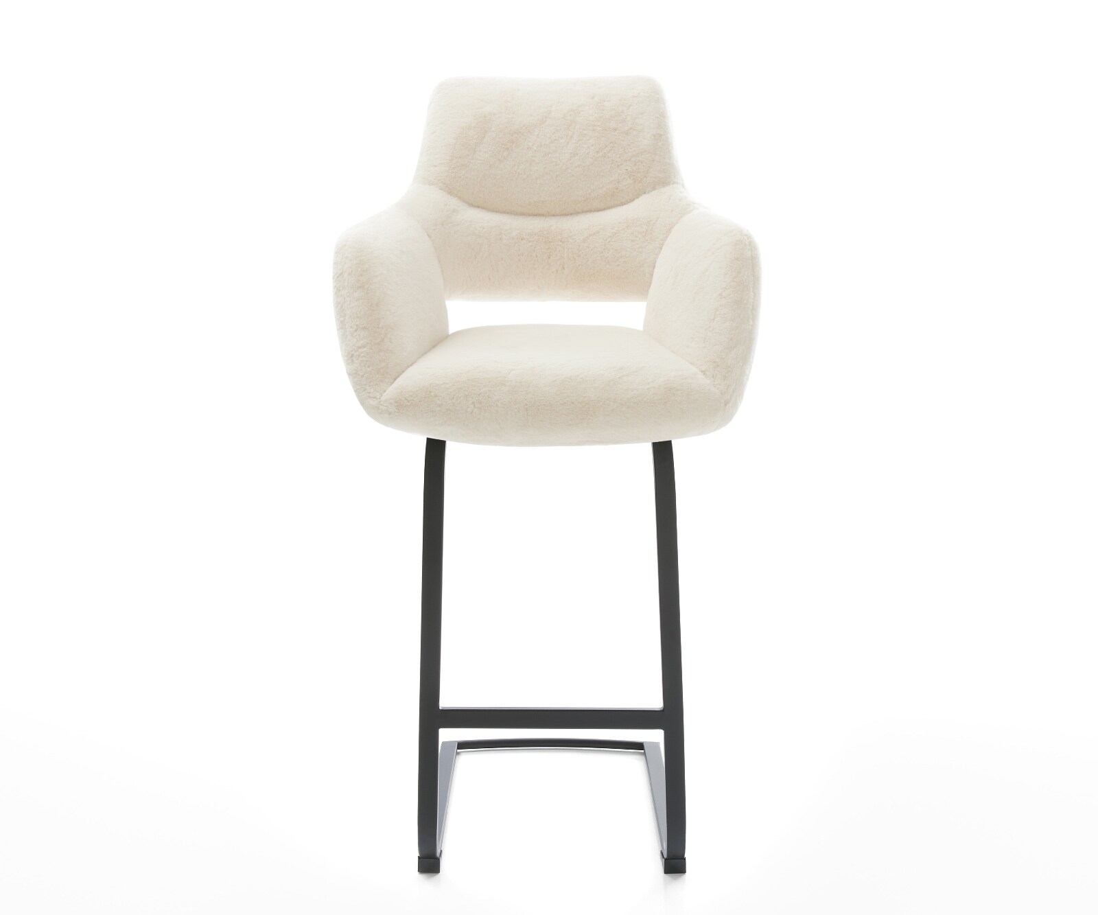 Barstoel Yago-Flex Pluchen Crème-wit Vrijkantelframe plat metaal Zwart Pocketvering 1