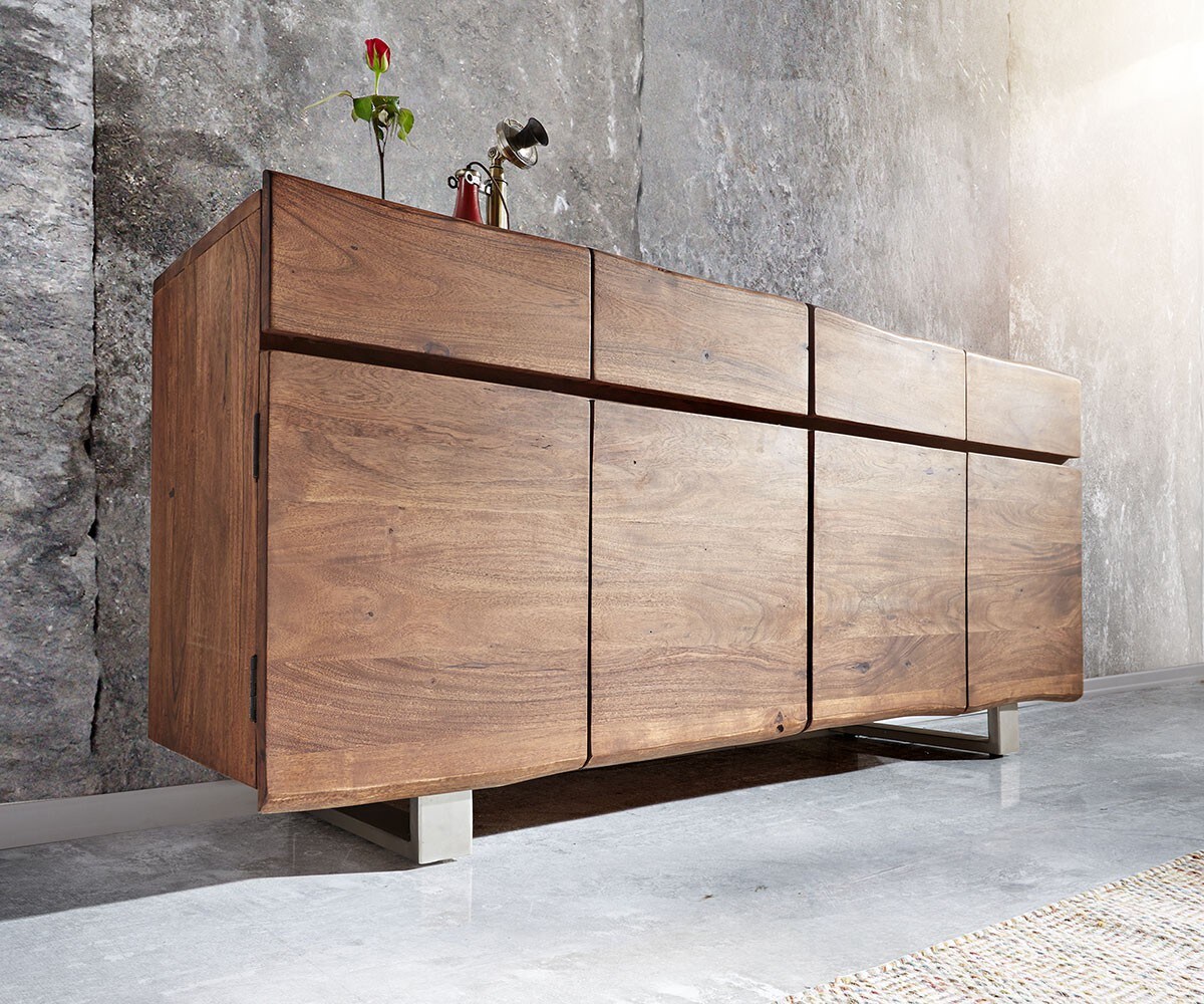 Commode Live-Edge acacia met deuren en lades boomrand 4  Commode Live-Edge acacia met deuren en lades boomrand 4