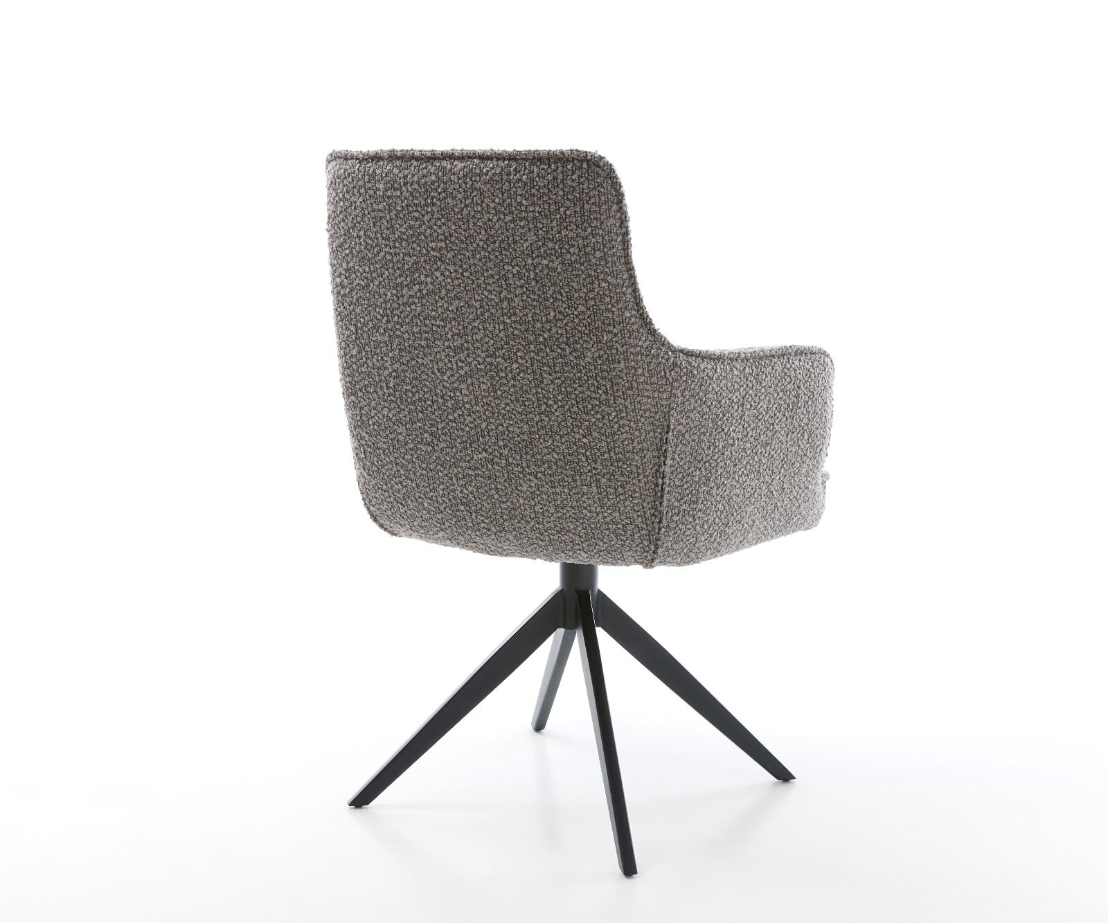 Draaistoel Heira-Flex met armleuning bouclé zilver grijs kruisframe breed zwart 360° draaibaar rocker-functie pocketveer kern 4