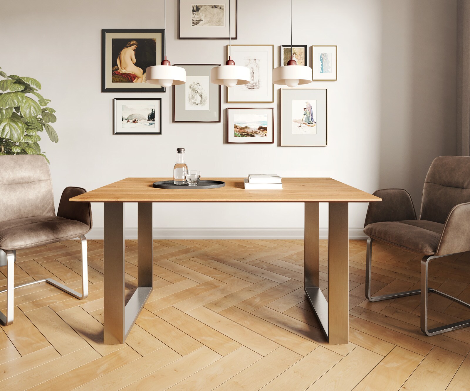 Eettafel Edge 140x90 acacia natuur roestvrijstaal smal Zwitserse rand 1 Eettafel Edge 140x90 acacia natuur roestvrijstaal smal Zwitserse rand 1