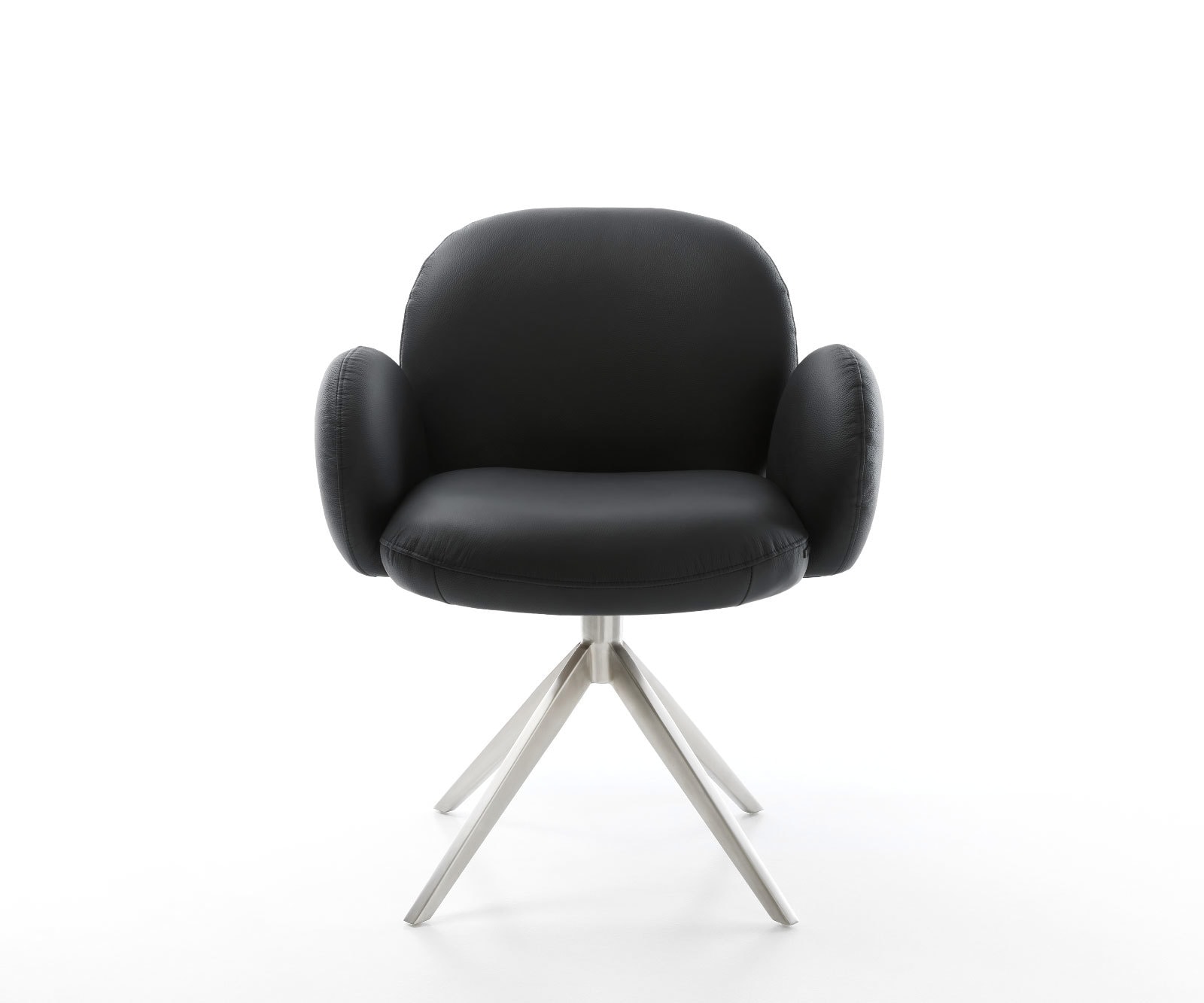 Draaistoel Nube-Flex met armleuning echt leer zwart kruisframe breed roestvrij staal 360° draaibaar rocker-functie pocketveer kern 1 Draaistoel Nube-Flex met armleuning echt leer zwart kruisframe breed roestvrij staal 360° draaibaar rocker-functie pocketveer kern 1