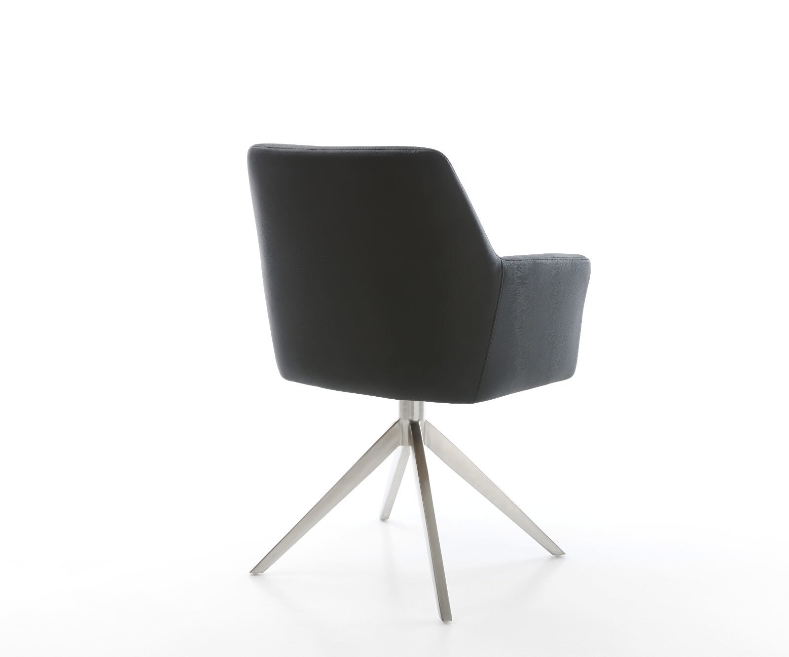 Draaistoel Xana-Flex met armleuning echt leer zwart kruisframe breed roestvrij staal 360° draaibaar rocker-functie pocketveer kern 4