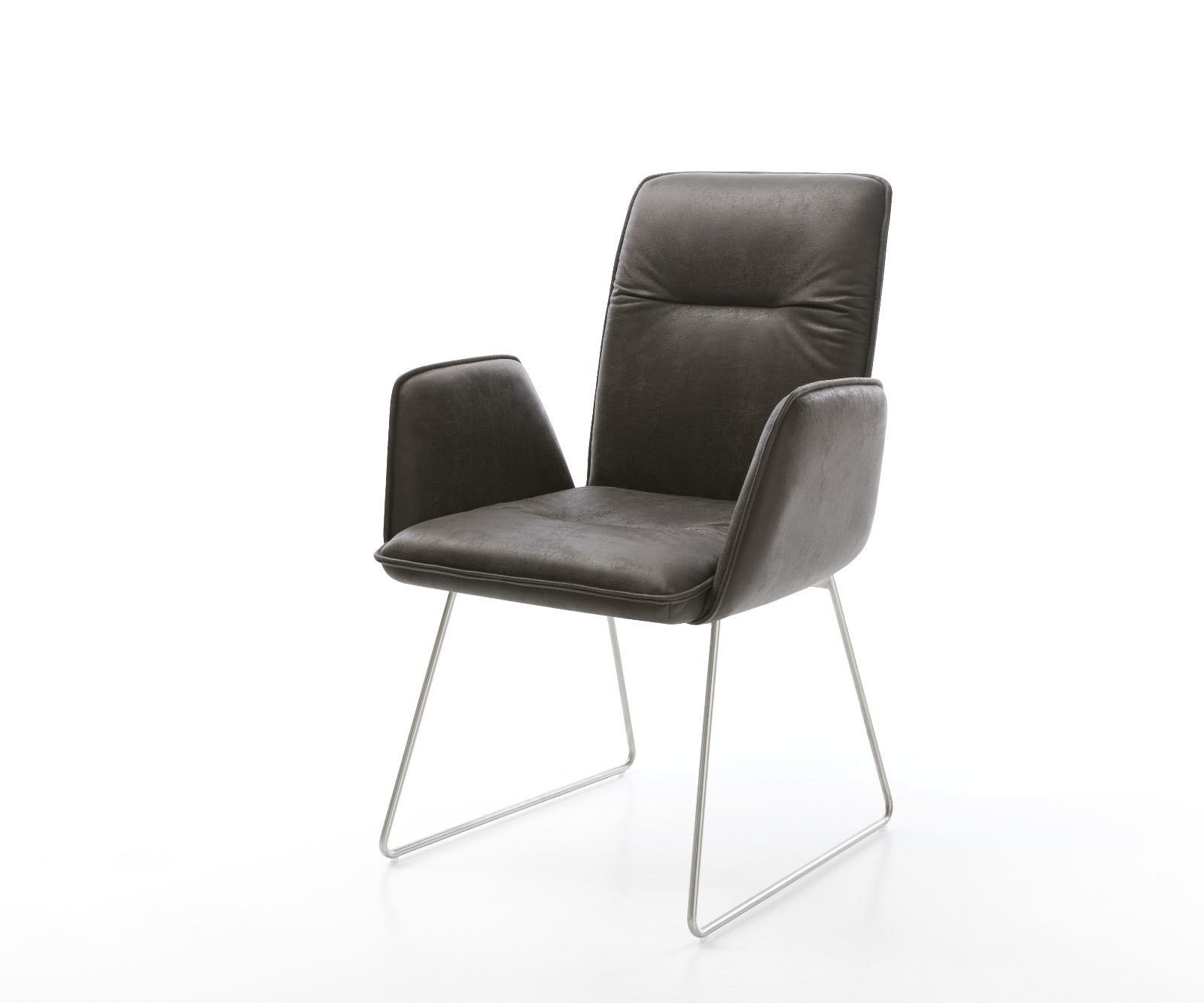 Eetkamerstoel Vinja-Flex microvelours antraciet vintage slipframe roestvrij staal