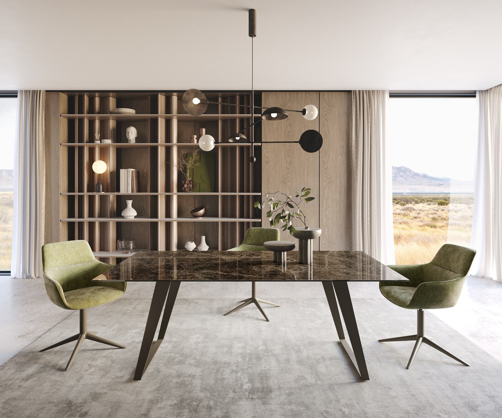 Eettafel Edge Keramiek Emperador Extra Lucidato Donkerbruin 200x100 Metaal effectafwerking Titanium schuin
