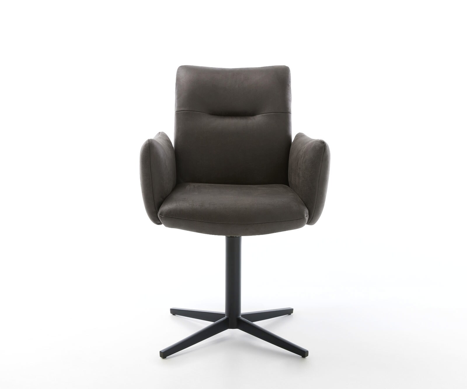 Draaistoel Jova-Flex met armleuning microvelours antraciet vintage kruispoot zwart 360° draaibaar pocketveer kern 1