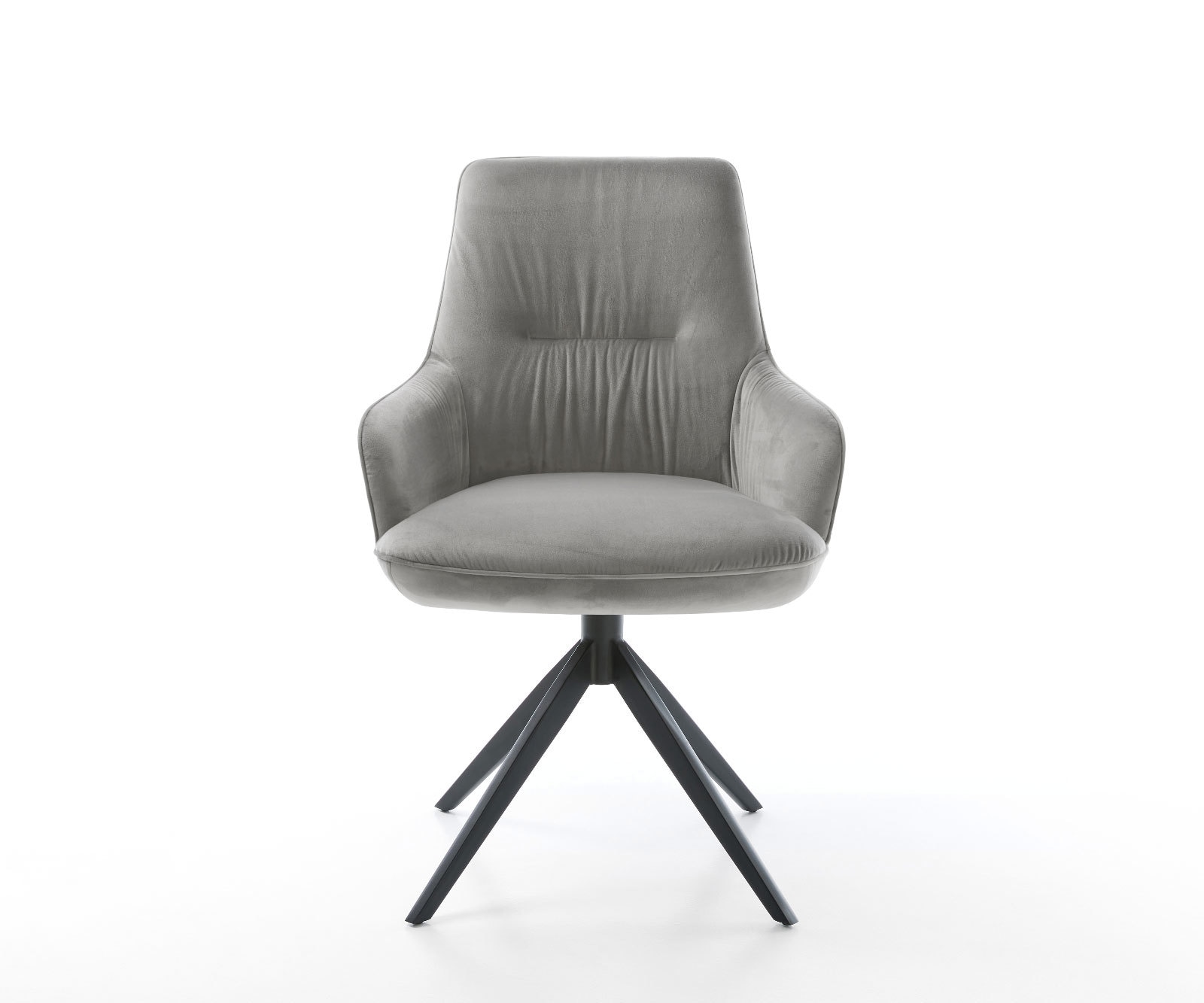 Draaistoel Zelia-Flex met armleuning fluweel grijs kruisframe breed zwart 360° draaibaar rocker-functie pocketveer kern 1 Draaistoel Zelia-Flex met armleuning fluweel grijs kruisframe breed zwart 360° draaibaar rocker-functie pocketveer kern 1