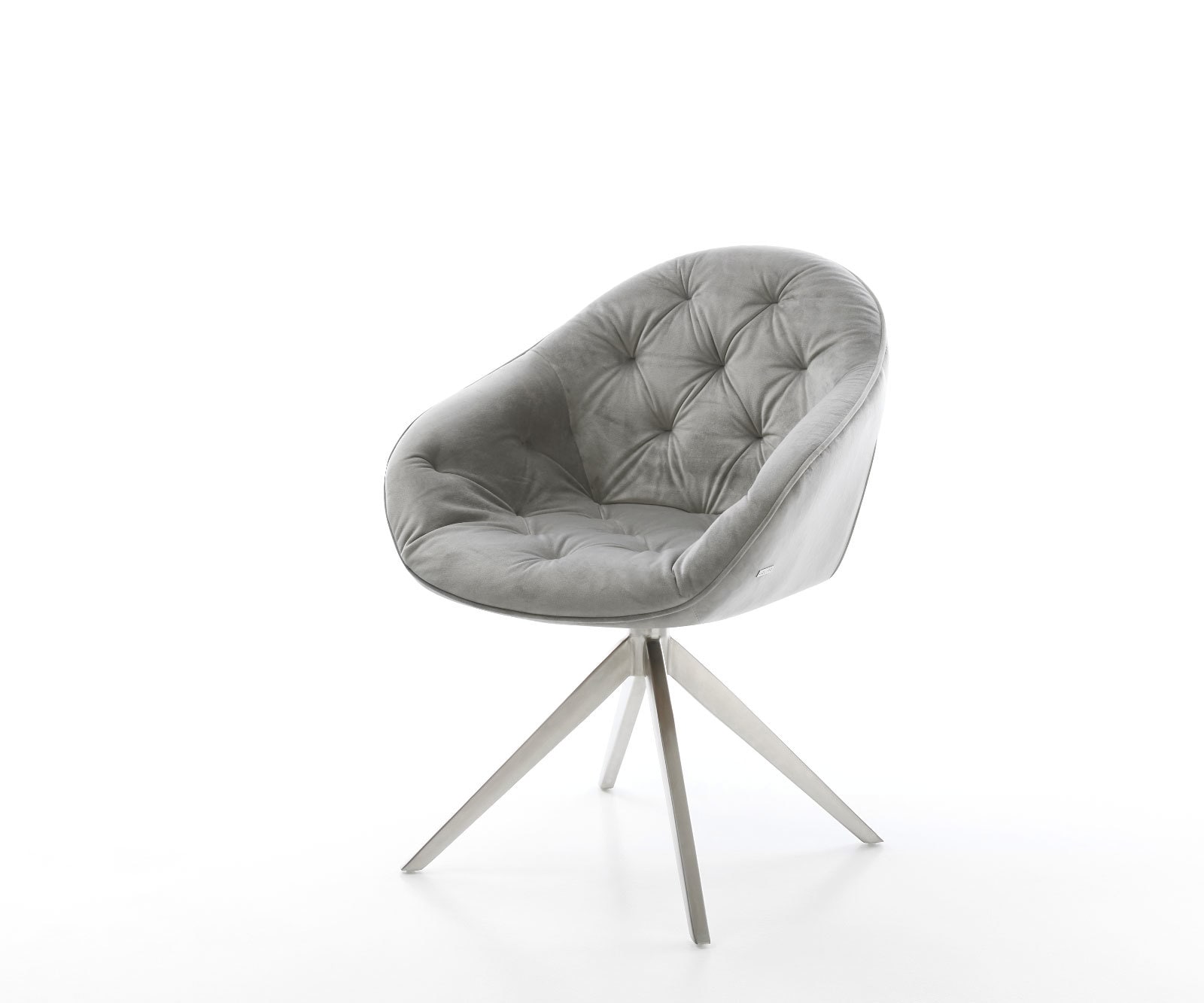Draaistoel Gaio-Flex fluweel grijs kruisframe breed roestvrij staal 360° draaibaar rocker-functie Draaistoel Gaio-Flex fluweel grijs kruisframe breed roestvrij staal 360° draaibaar rocker-functie