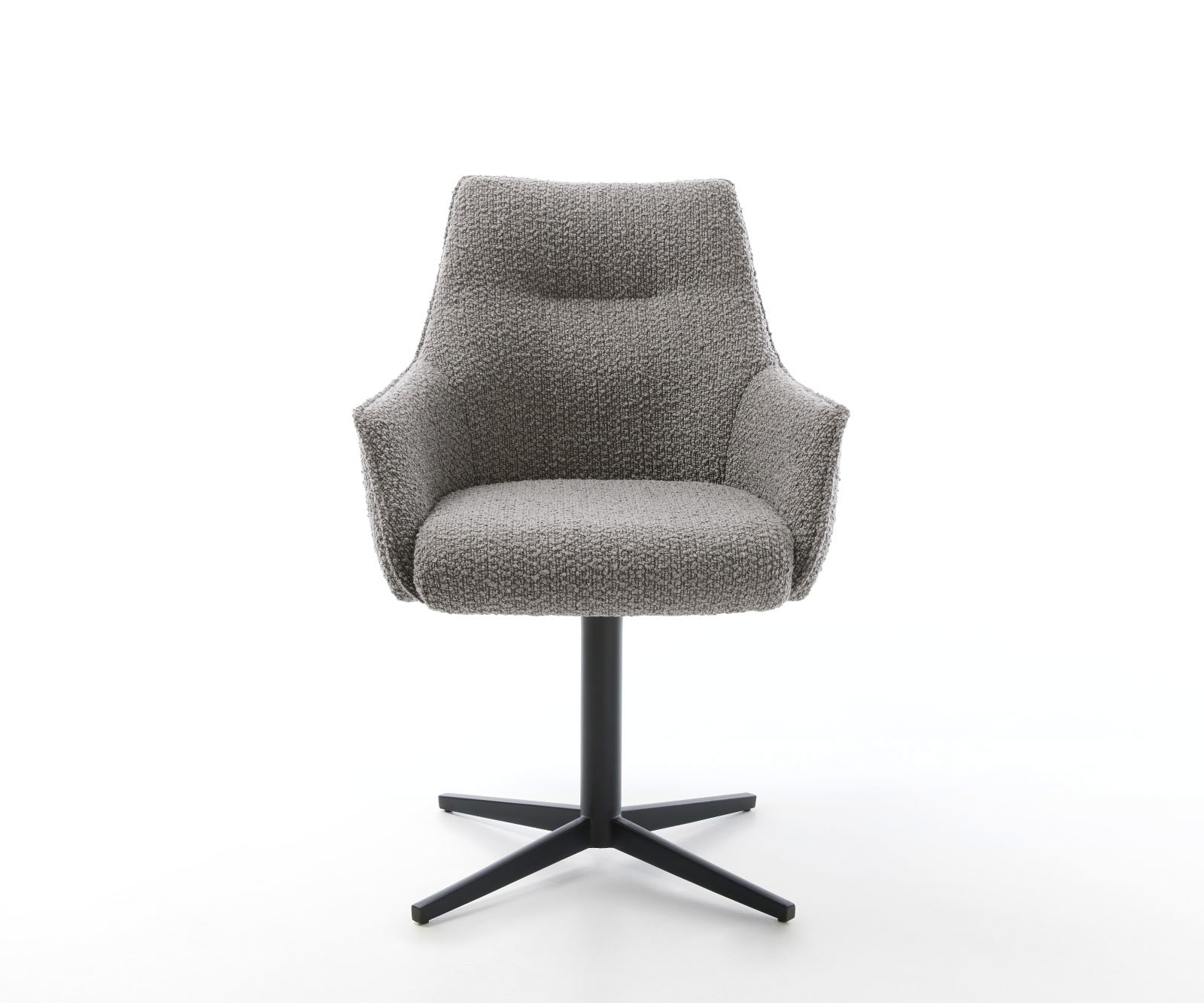 Draaistoel Alja-Flex met armleuning bouclé zilver grijs kruispoot zwart 360° draaibaar pocketveer kern 1 Draaistoel Alja-Flex met armleuning bouclé zilver grijs kruispoot zwart 360° draaibaar pocketveer kern 1