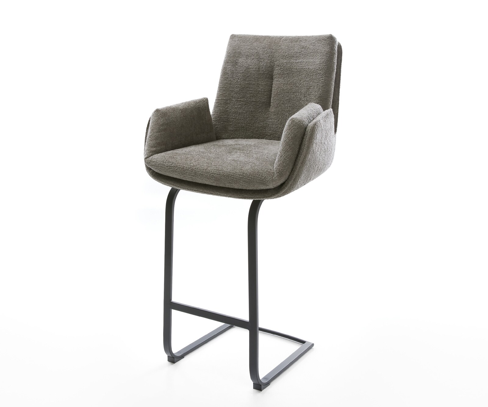 Barstoel Clea-Flex Bouclé zacht Mud Vrijkantelframe plat metaal Zwart 1