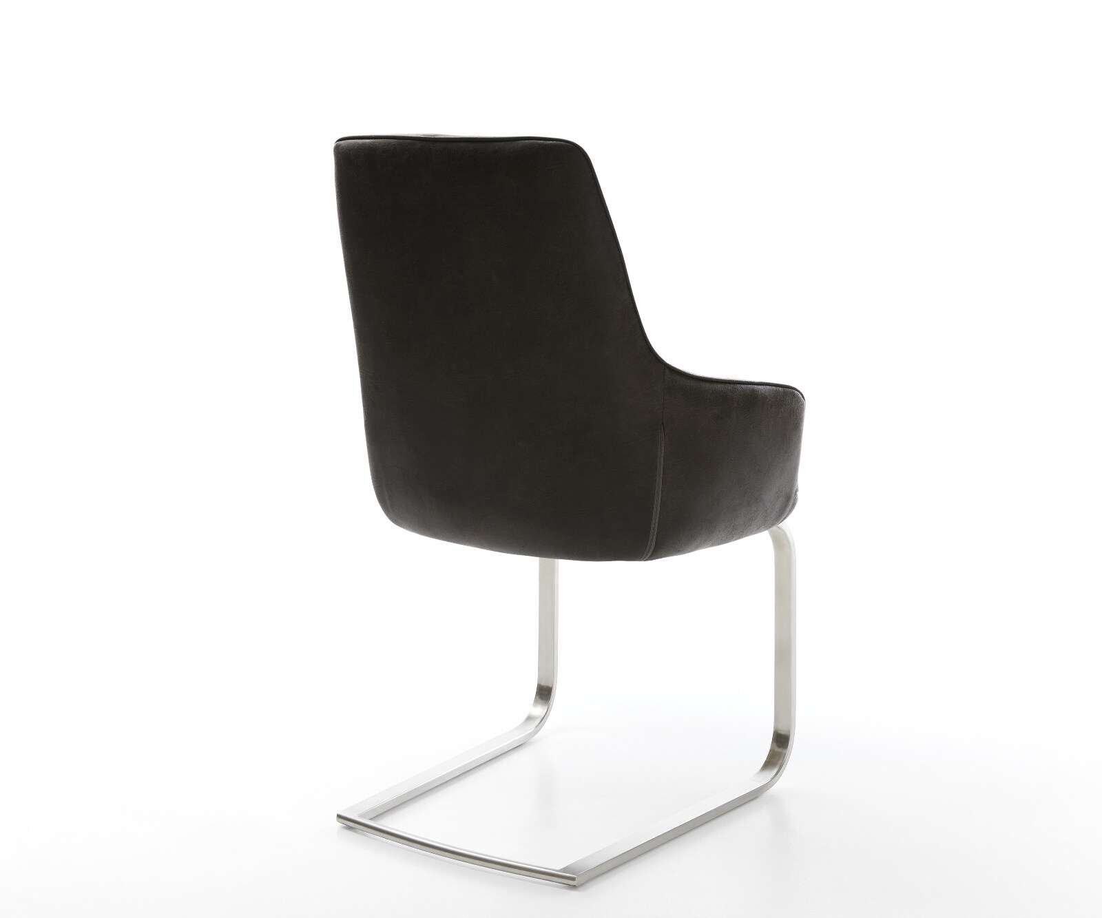 Sledemodel Zelia-Flex met armleuning microvelours antraciet vintage sledemodel vlak roestvrij staal pocketveer kern 5