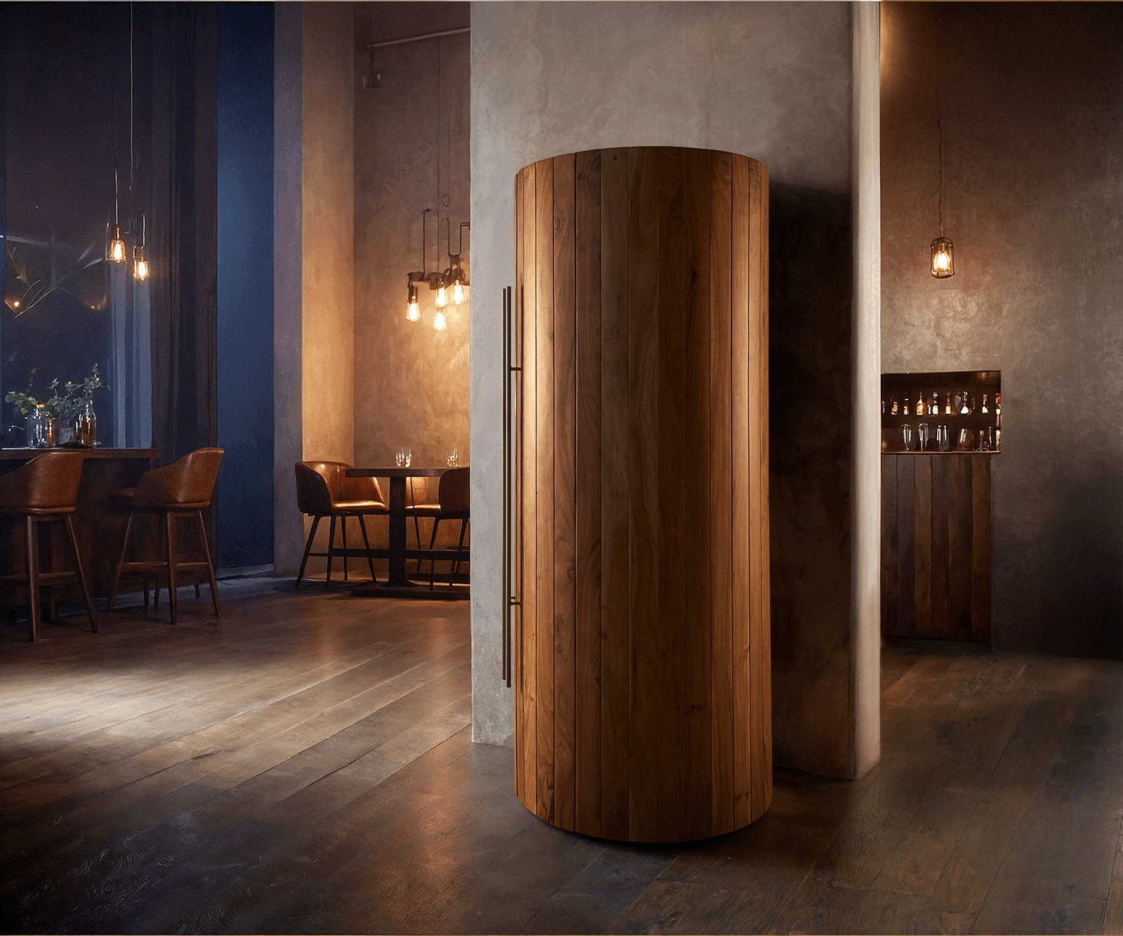 Barkast Tulsa 80x190 cm acacia naturel LED-verlichting wijnkast 3