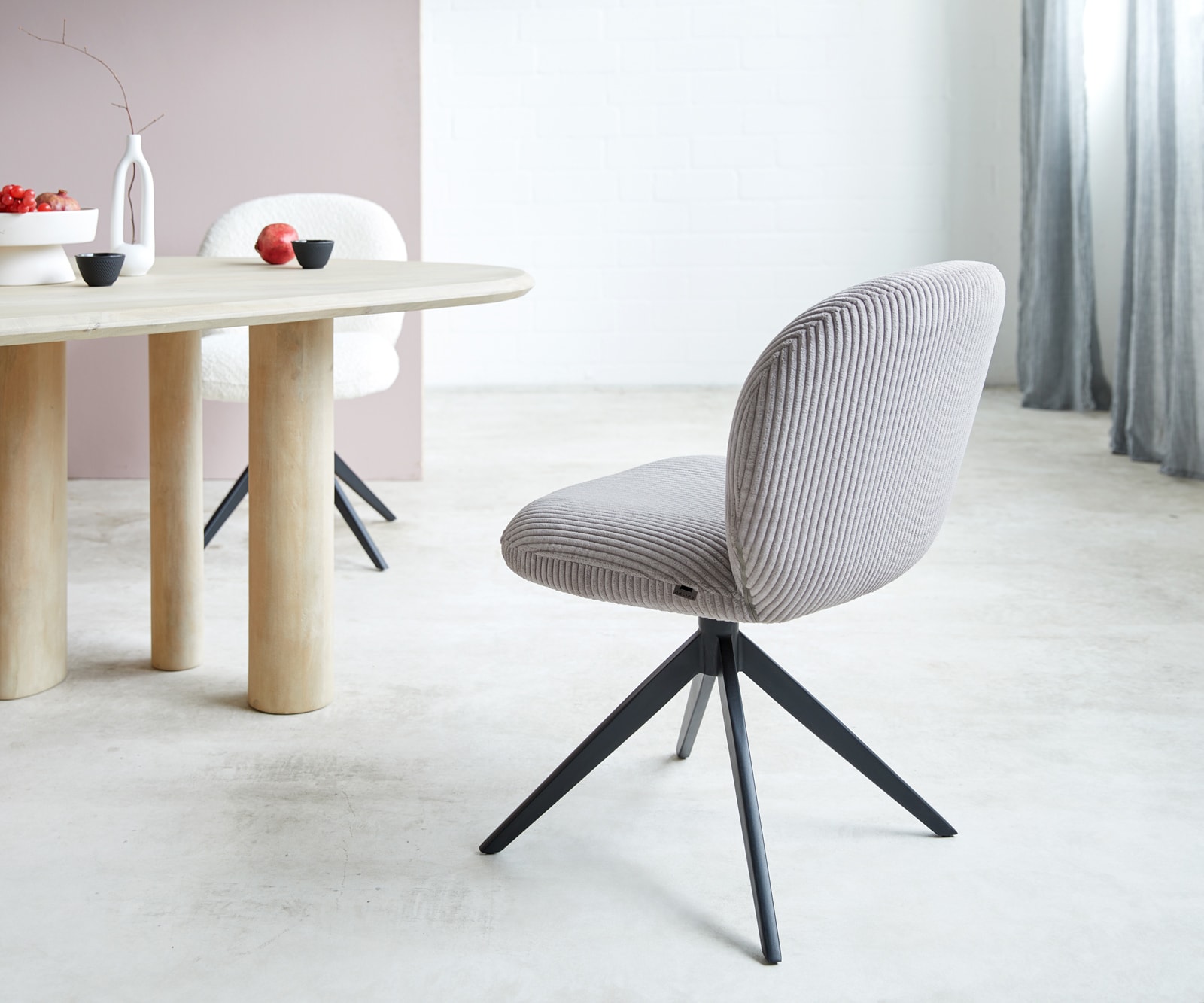 Draaistoel Nube-Flex koord zilver grijs kruisframe breed zwart 360° draaibaar pocketveer kern 4 Draaistoel Nube-Flex koord zilver grijs kruisframe breed zwart 360° draaibaar pocketveer kern 4