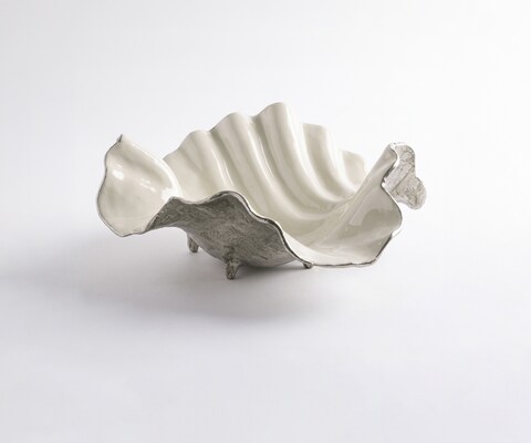 Schaal Almira B38 x D38 x H15 cm Aluminium Platin Opal Handgemaakt