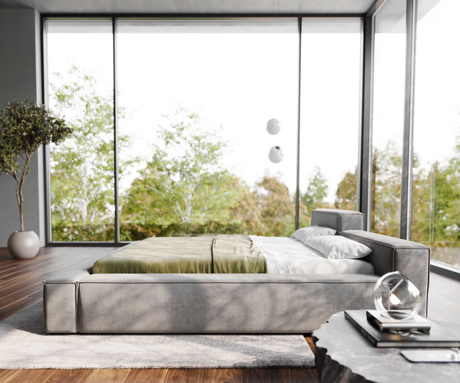 Bedframe Kalinea 180x200 cm microvezel grijs 3