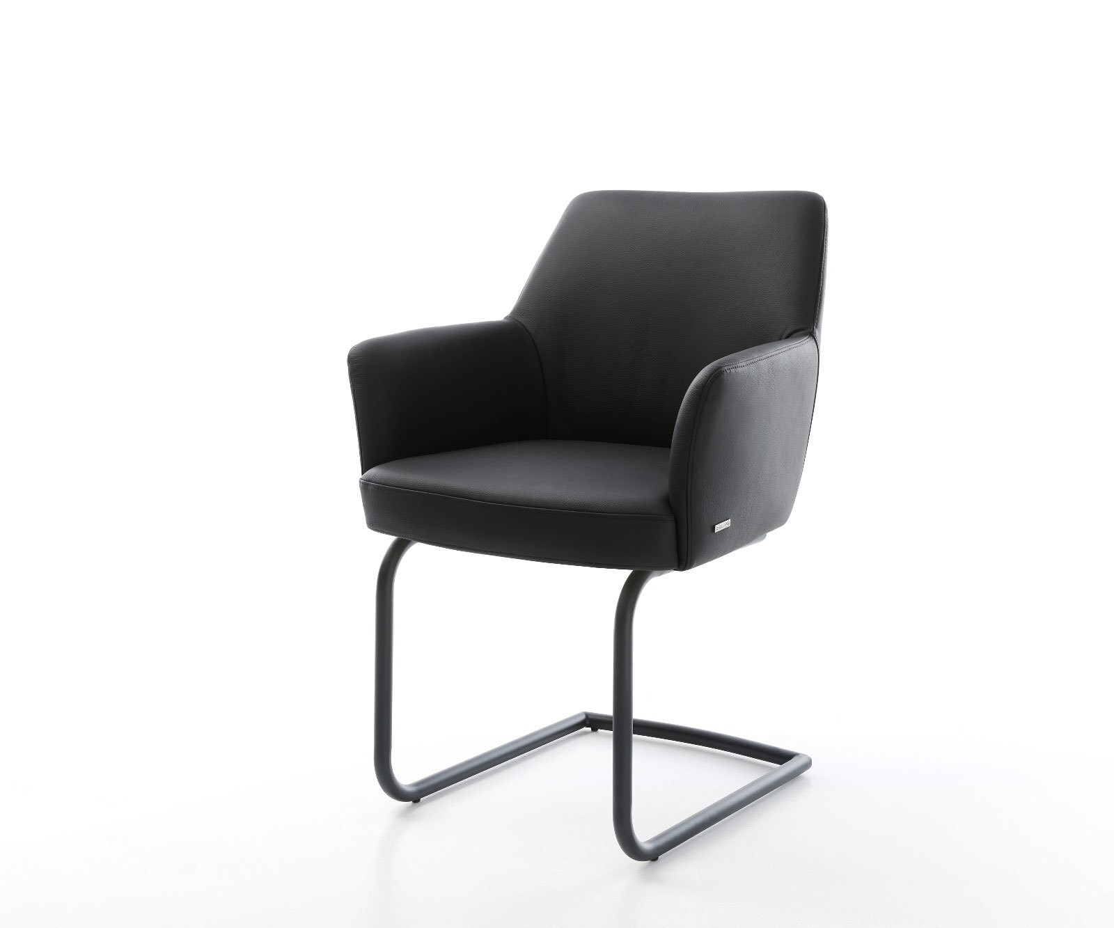 Sledemodel Xana-Flex met armleuning echt leer zwart sledemodel rond zwart pocketveer kern